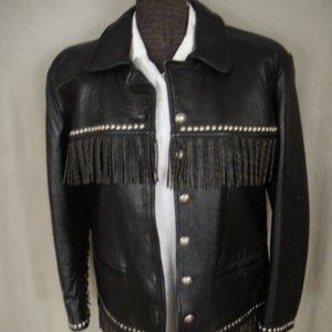 XS Ladies Double D Ranchwear Leather Jacket with Fringe & Studs ~ Beautiful